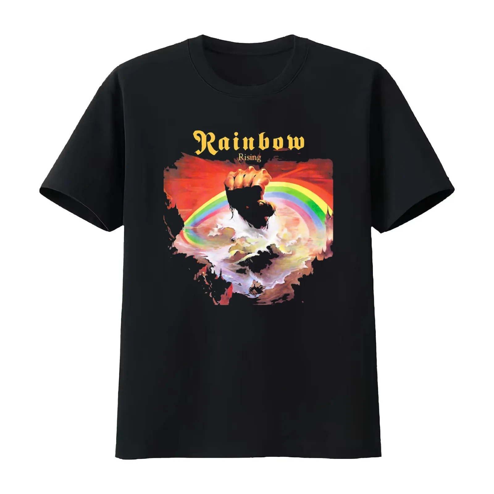 rainbow rising T-Shirt Summer Casual Cotton Tee Oversized Streetwear Tops Vintage Graphic Print Loose Fit Short Sleeve