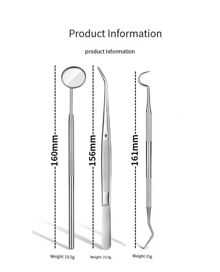 3PCS Stainless Steel Dental Tool Set Dental Oral Care Endoscopic Cleaning Calculus Remover Tooth Stains And Tartar image 3