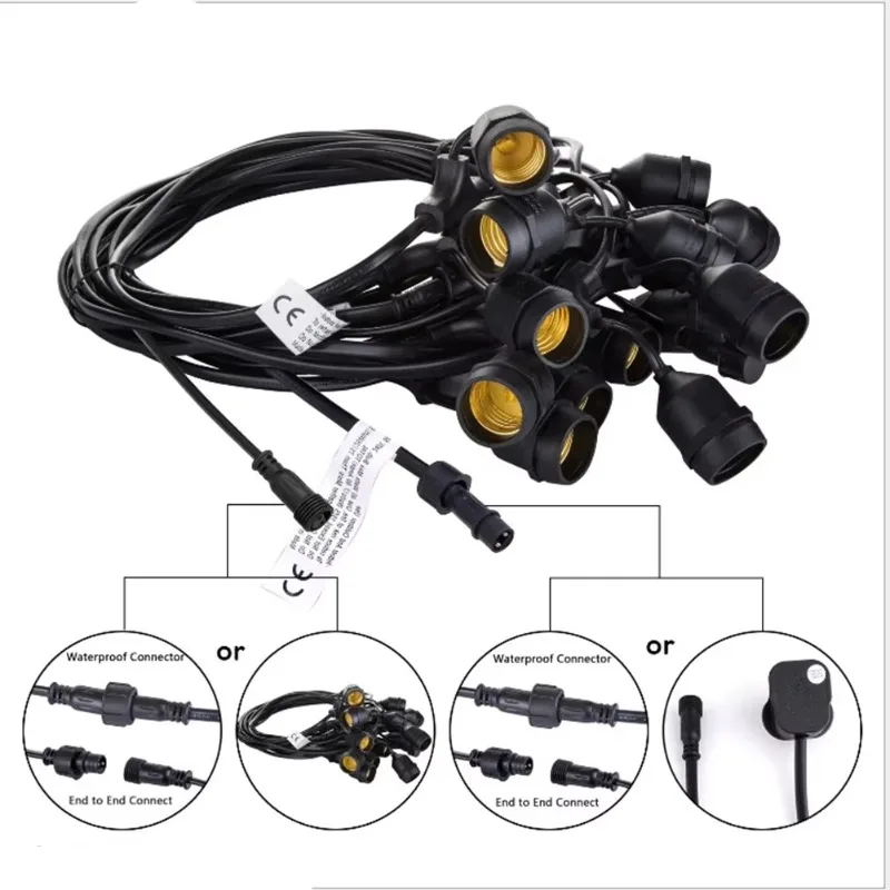 Factory direct sales 10m waterproof S14 outdoor string light, with hanging socket filament bulb, for garden flower decoration