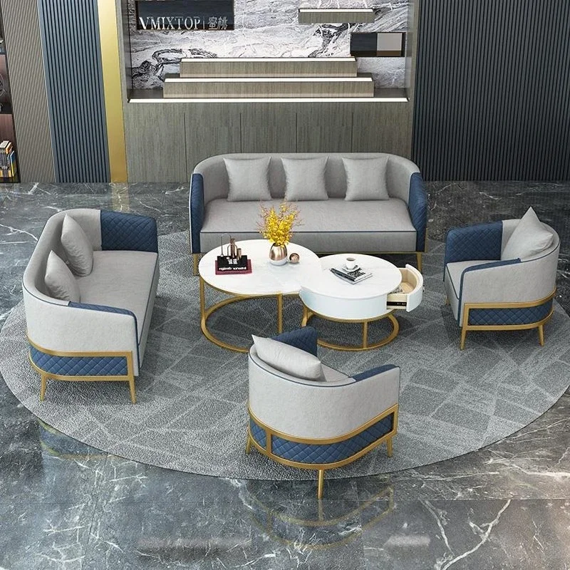 Multi-person wrought iron negotiation sofa, office leisure sofa