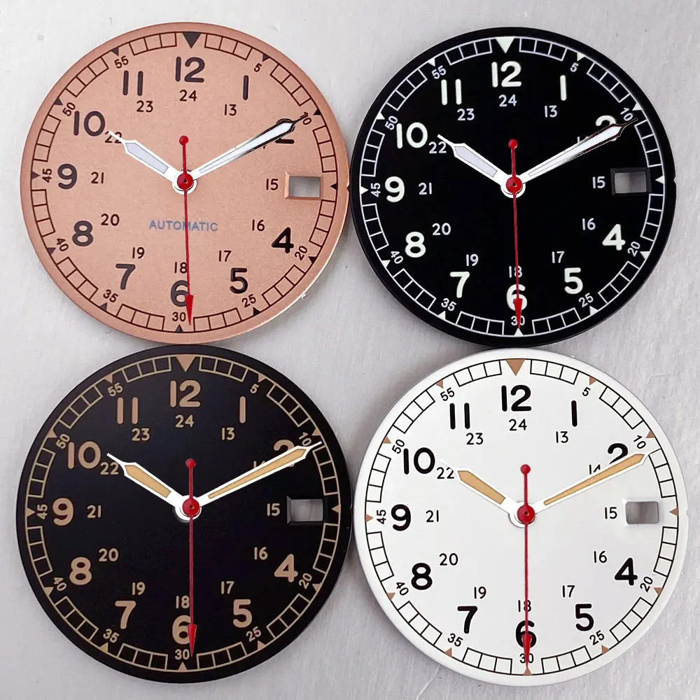 NH35A Watch Dial Pliot Watch Face for NH35 NH36 Automatic Men Watch Replacements White Black Salmon Dials Date Window