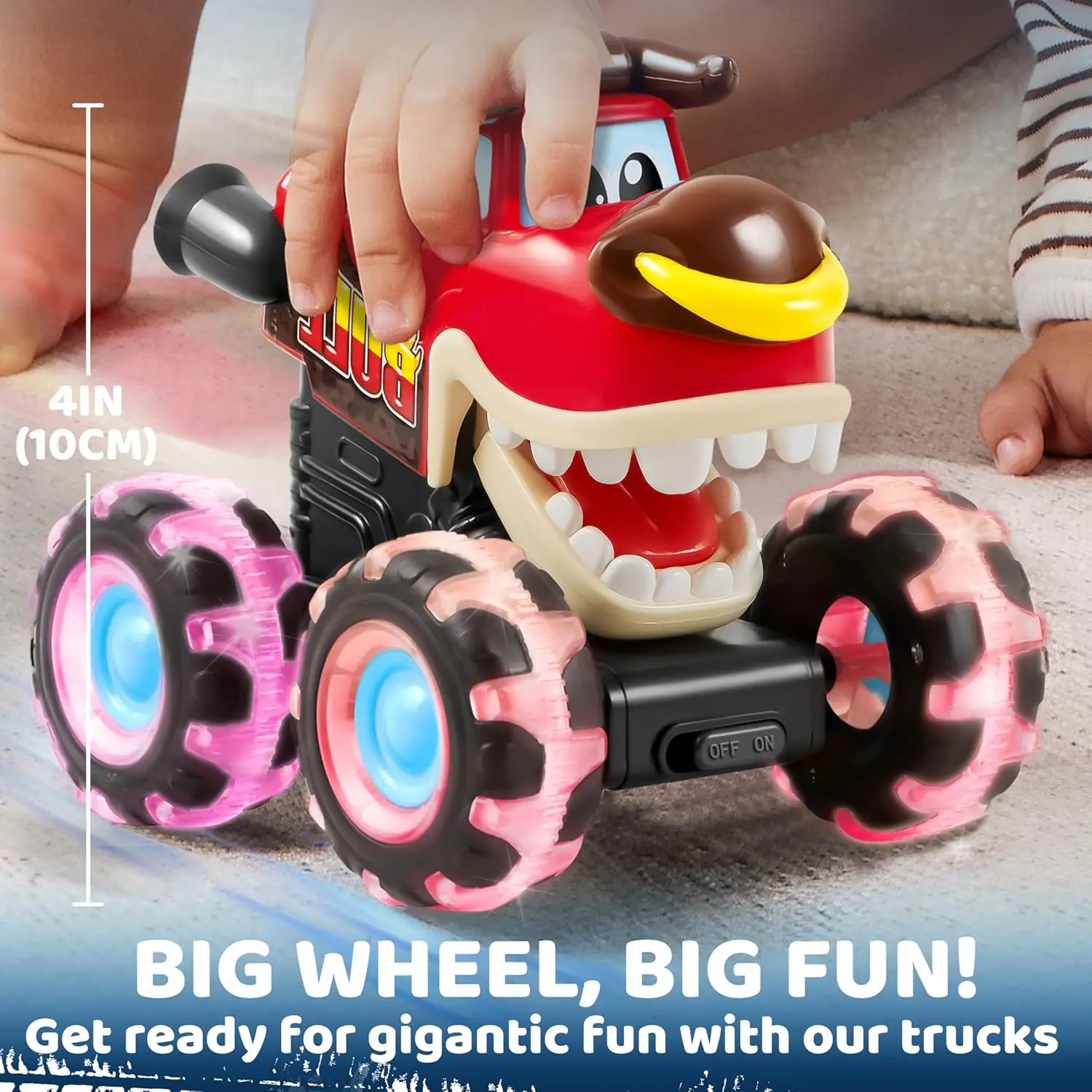 JOYFY 3 Pack Monster Truck Toy Motion Activated Light-Up Cars Press & Go Cars for Boys Girls Birthday Christmas Gifts view 5