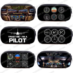 Cockpit Six Dials Flight Simulator Cosmetic Case Pencil Box Pilots 6 Pack Storage Stationary Bag Pencil Bag School Supplies Gift