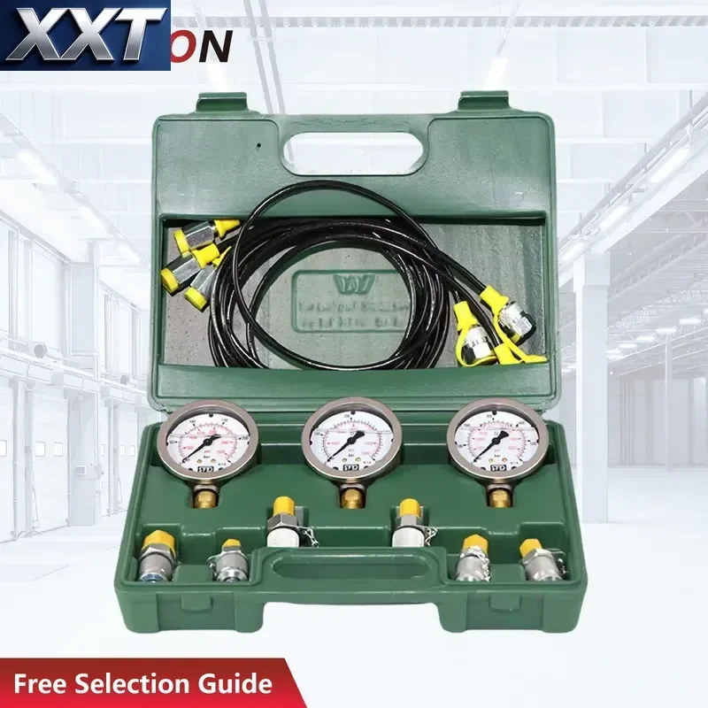XXT Heavy Machinery Diagnostic PSI Field Service 250 400 600 Bar Excavator Gauge Hydraulic Pressure Test Kit