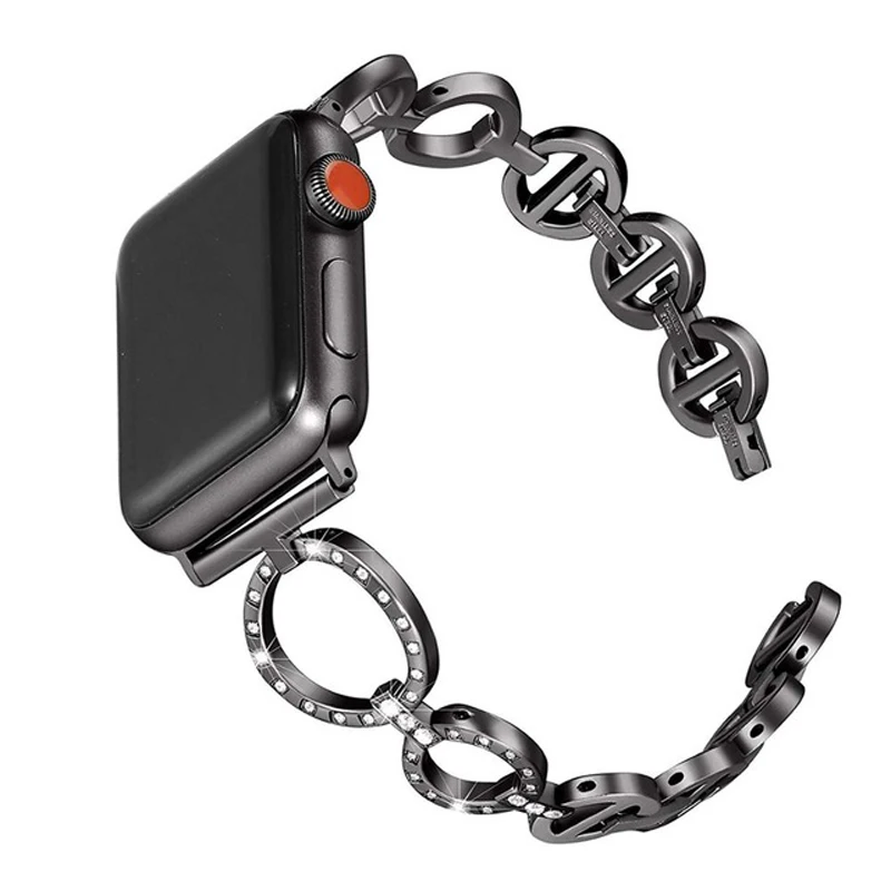 

Ремешок Женский со стразами для Apple Watch, сменный Браслет для iwatch band 38 42 мм series 5 4 3 iwatch band 6 44 40 мм