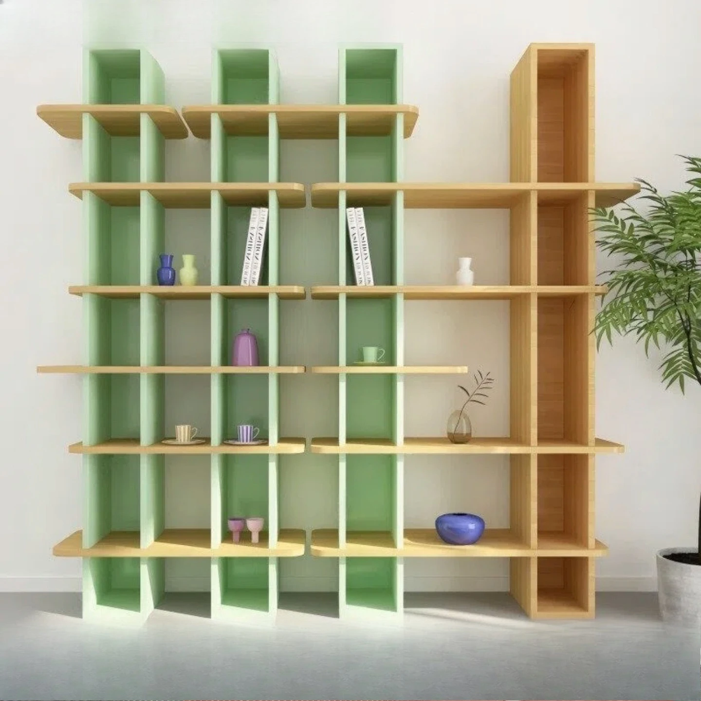 modern simple bookshelf, storage rack, display rack, storage cabinet, design design with wall-mounted partition cabinet
