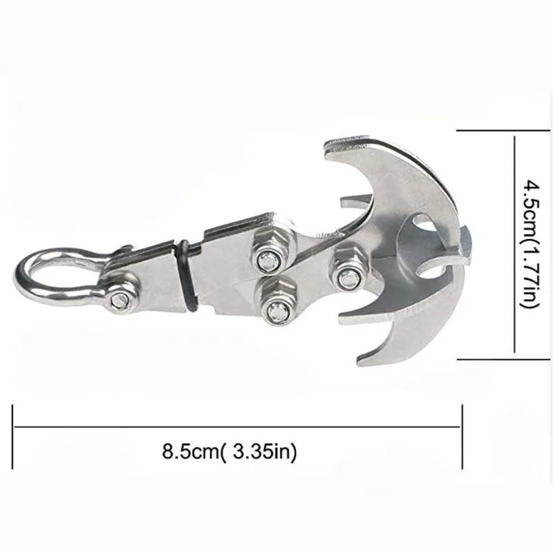 Stainless Steel Survival Folding Grappling Hook Multifunctional Outdoor Climbing Claw Carabiner Travel Rescue Tool Climbing Tool