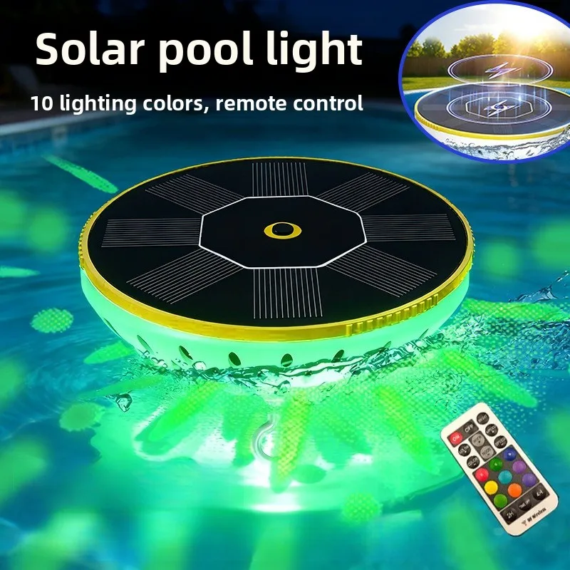 Sealed Waterproof Solar Remote Floating Light 10 Adjustable Colors For Home Pool Pond Summer Night Soft Water Decor Lamp