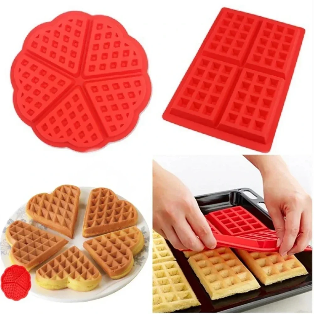 Silicone Waffle Cake Mold Waffle Maker Chocolate Bread Baking Molds Non-Stick Muffin Mould Bakeware Cookie Cooking Kitchen Tool