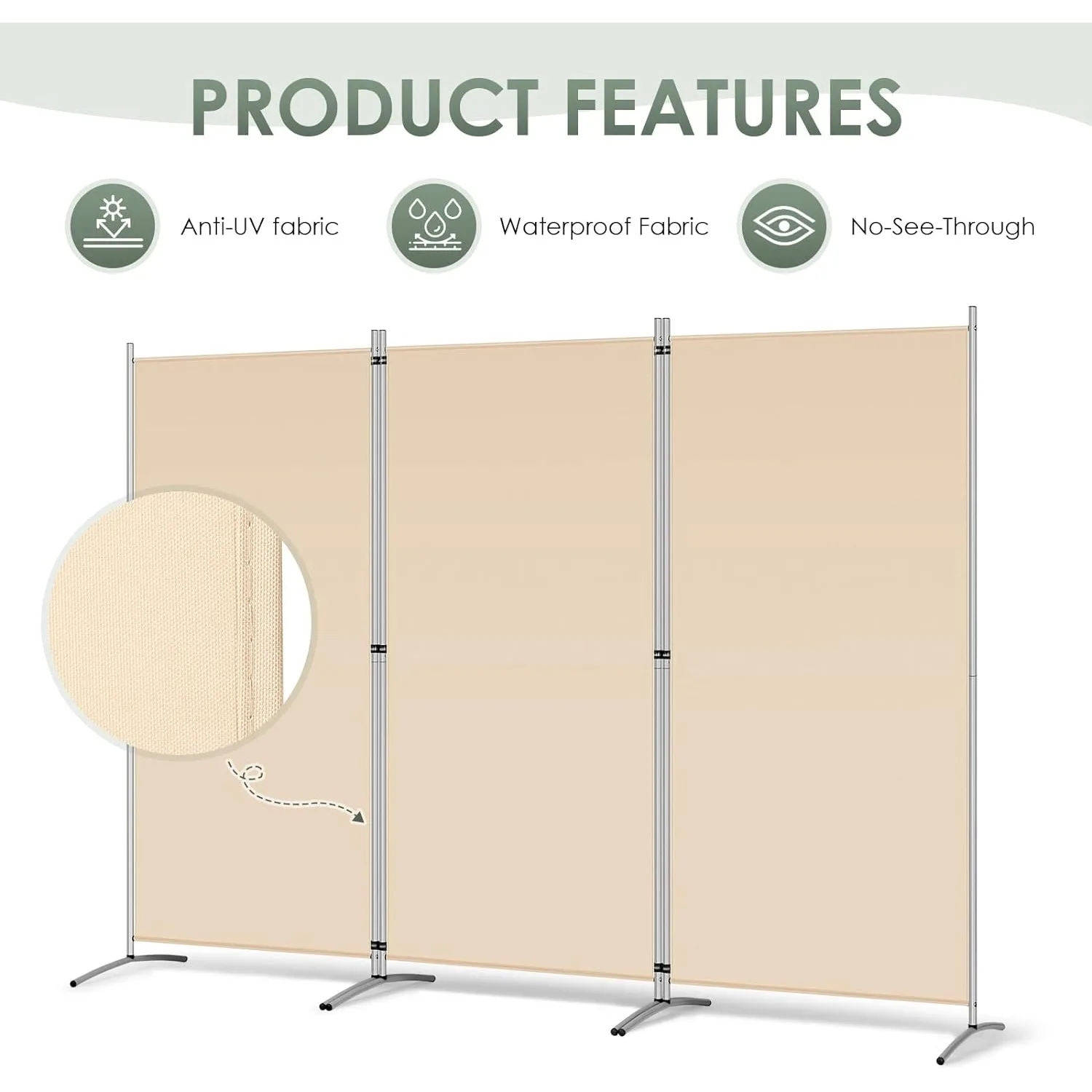 RANTILA-Écran de Confidentialité Pliable à 3 Panneaux, Synchronisation Murale de Cloison Autoportante, Import ''Wx20''Dx71''H, 6 Fédération