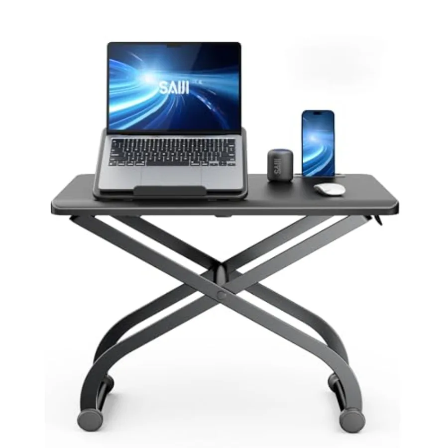 Metal Small Laptop Desk Standing Converter 23 Height Adjustable Desk Riser for Tabletop Sit-Stand Workstation Table Extender fo