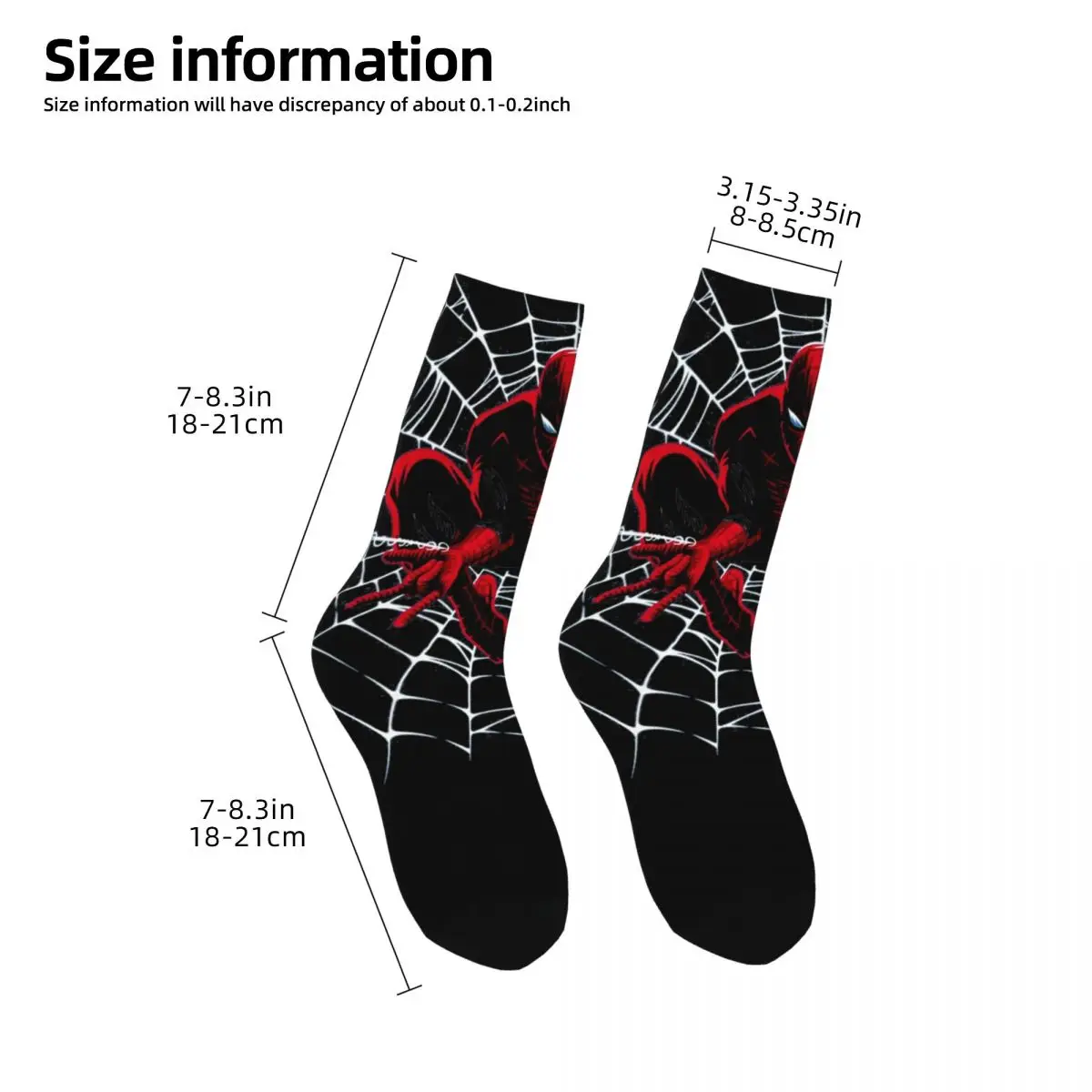 Superhero Spider Man Merch Socks Compression High Quality Crew Socks Warm for Unisex Birthday Gifts Idea