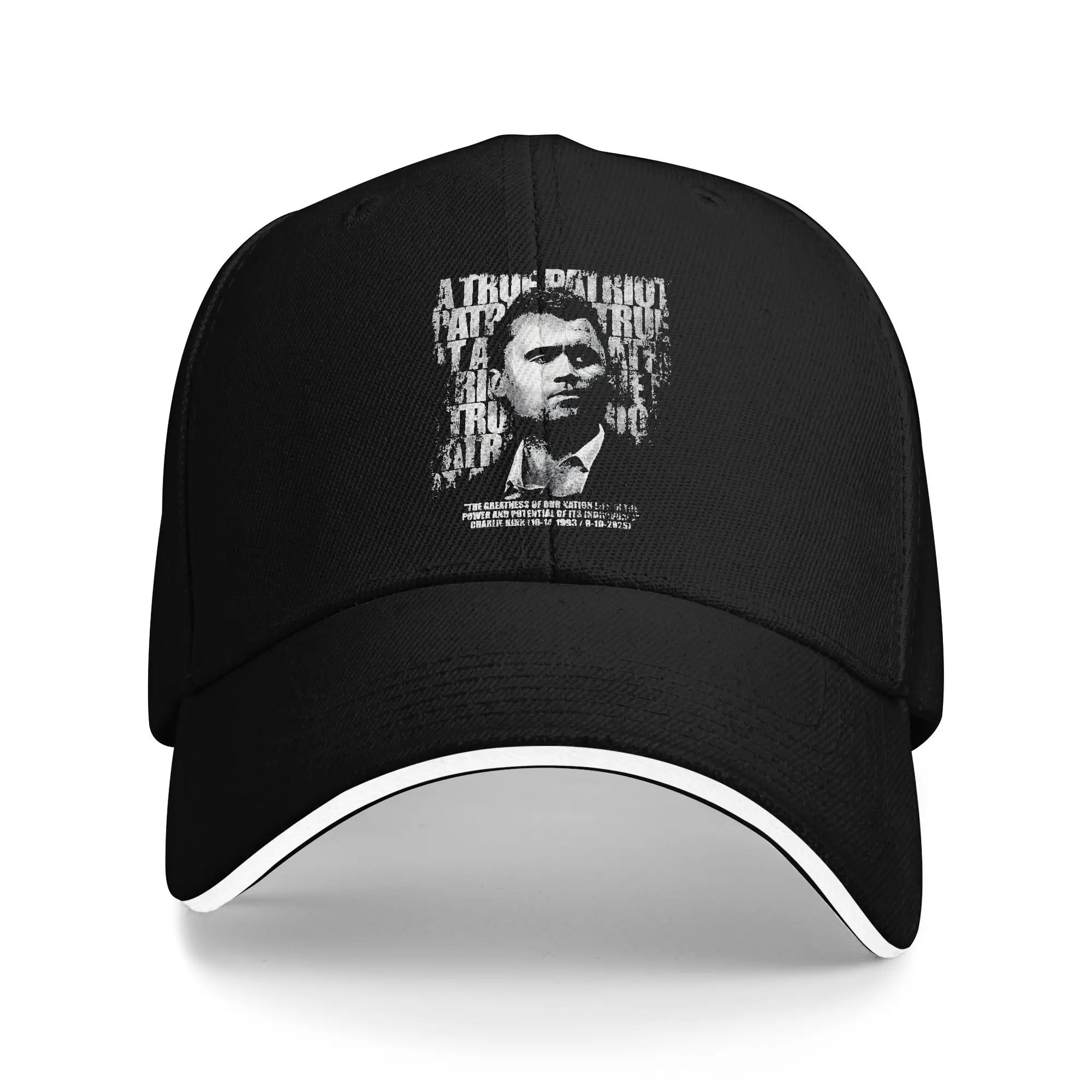 

A True Patriot Charlie Kirk Sandwich Hat RIP Memorial America Caps Trucker Cap Breathable Polyester Baseball Caps Summer