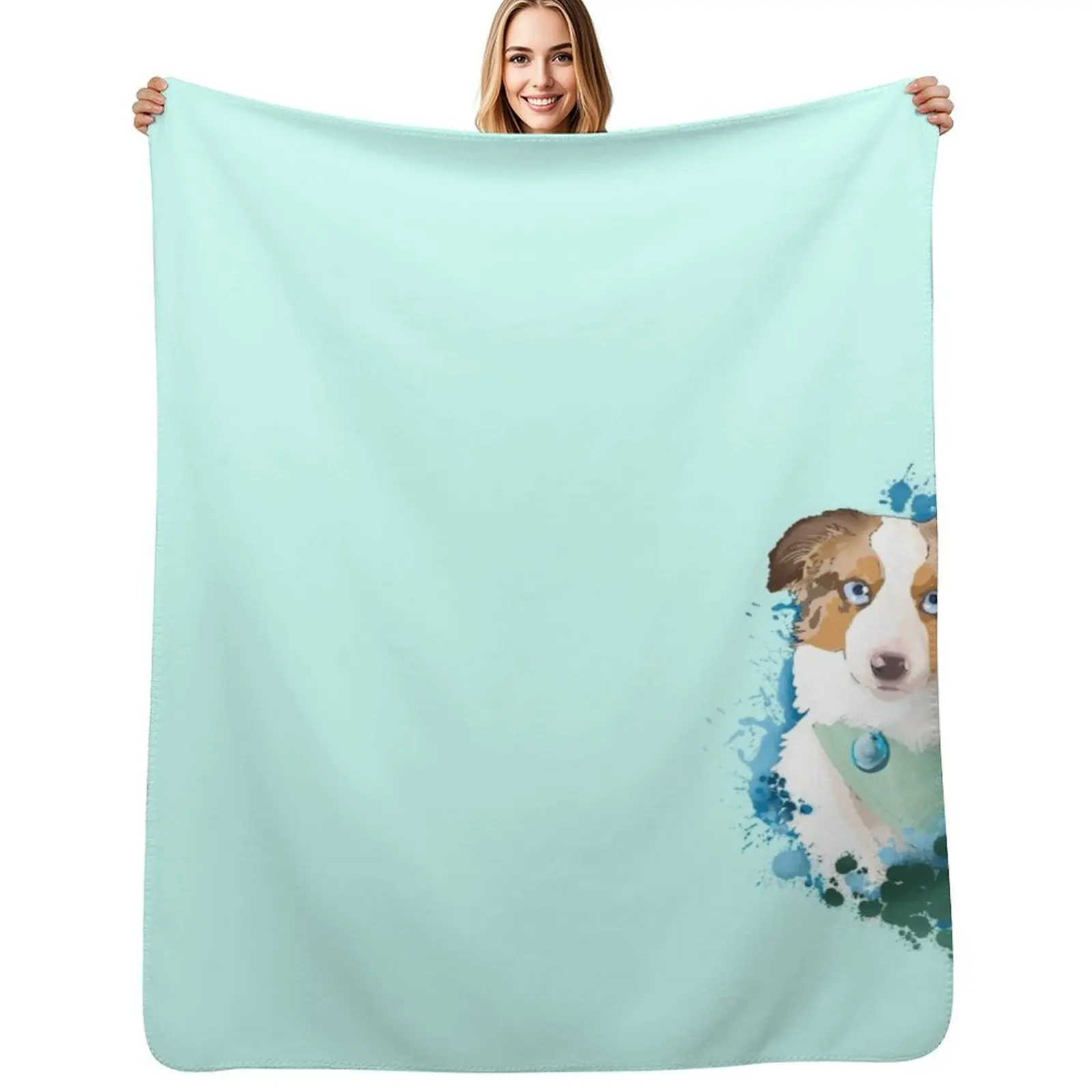 

Miniature Australian Shepherd Throw Blanket Soft Plaid Nap Shaggy christmas gifts Blankets