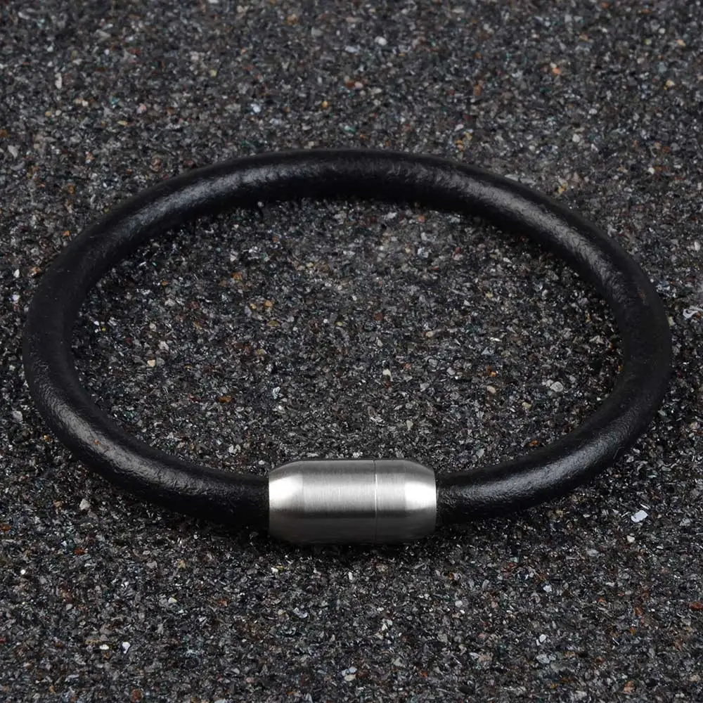 Fashion Men Leather Bracelet Stainless Steel Magnetic Clasp Charm Handmade Braided Simple High Quality Bangles For Men