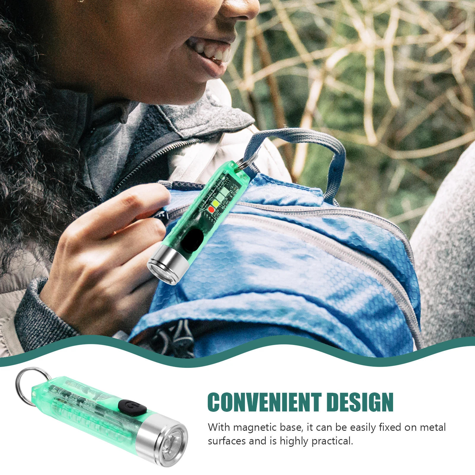 

Outdoor Flashlight Mini Rechargeable LED H held Base Compact Pocket Size s Green Multi Use Camping Hiking