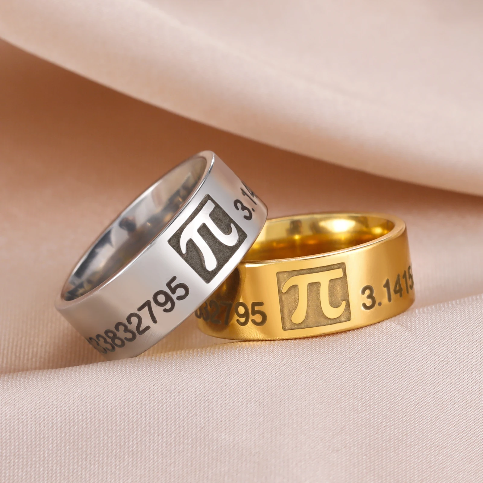 Dreamtimes π Pi Symbol Ring Vintage Greek Letter Stainless Steel 3.1415926 Ring Math Lover Party Jewelry