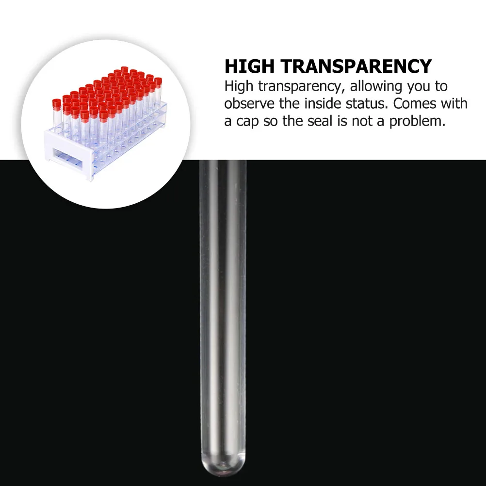 

51pcs Plastic Test Tubes With Rack Transparent Heat Resistant Science Experiment Equipment Projects Chemistry