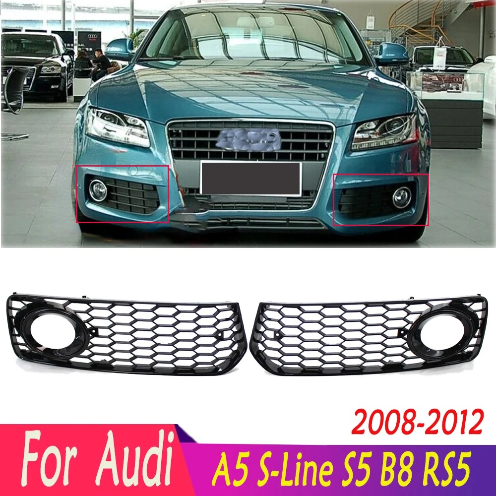 For Audi 2008-2012 A5 S-Line S5 B8 RS5 High Quality Car Fog Light Lamp Grill Cover Honeycomb Hex Front Grille Accessories