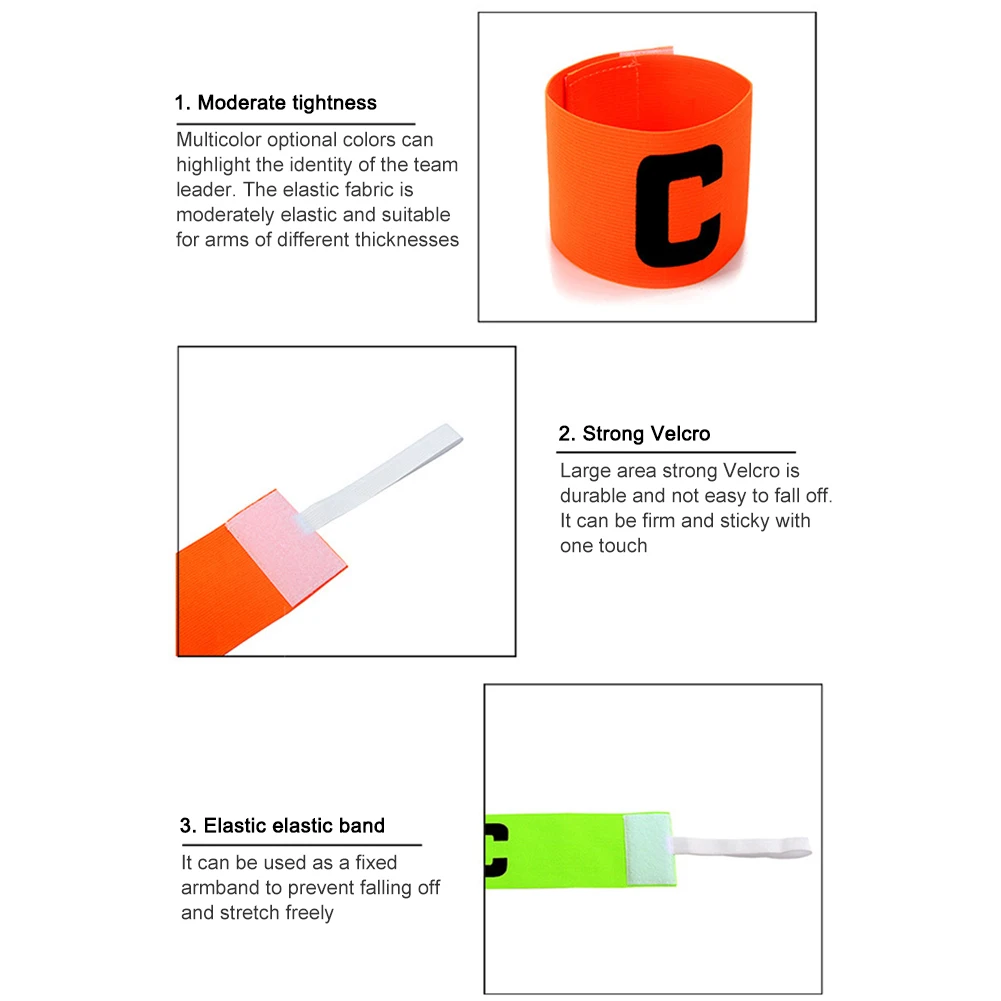 زعيم مباراة كرة القدم شارة المهنية الكابتن الذراع الفرقة سوار النايلون قابل للتعديل مشرق اللون المنافسة كرة القدم هدية