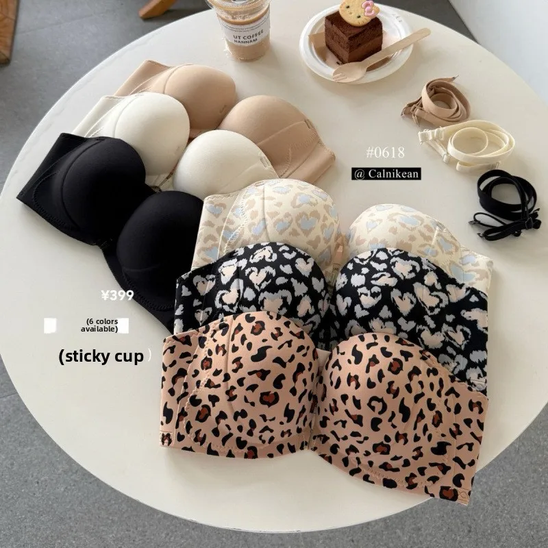 Fashion Cross Side Strapless Bandeau Bra Buckle Design Comfortable Supportive Push Up Bra for Women