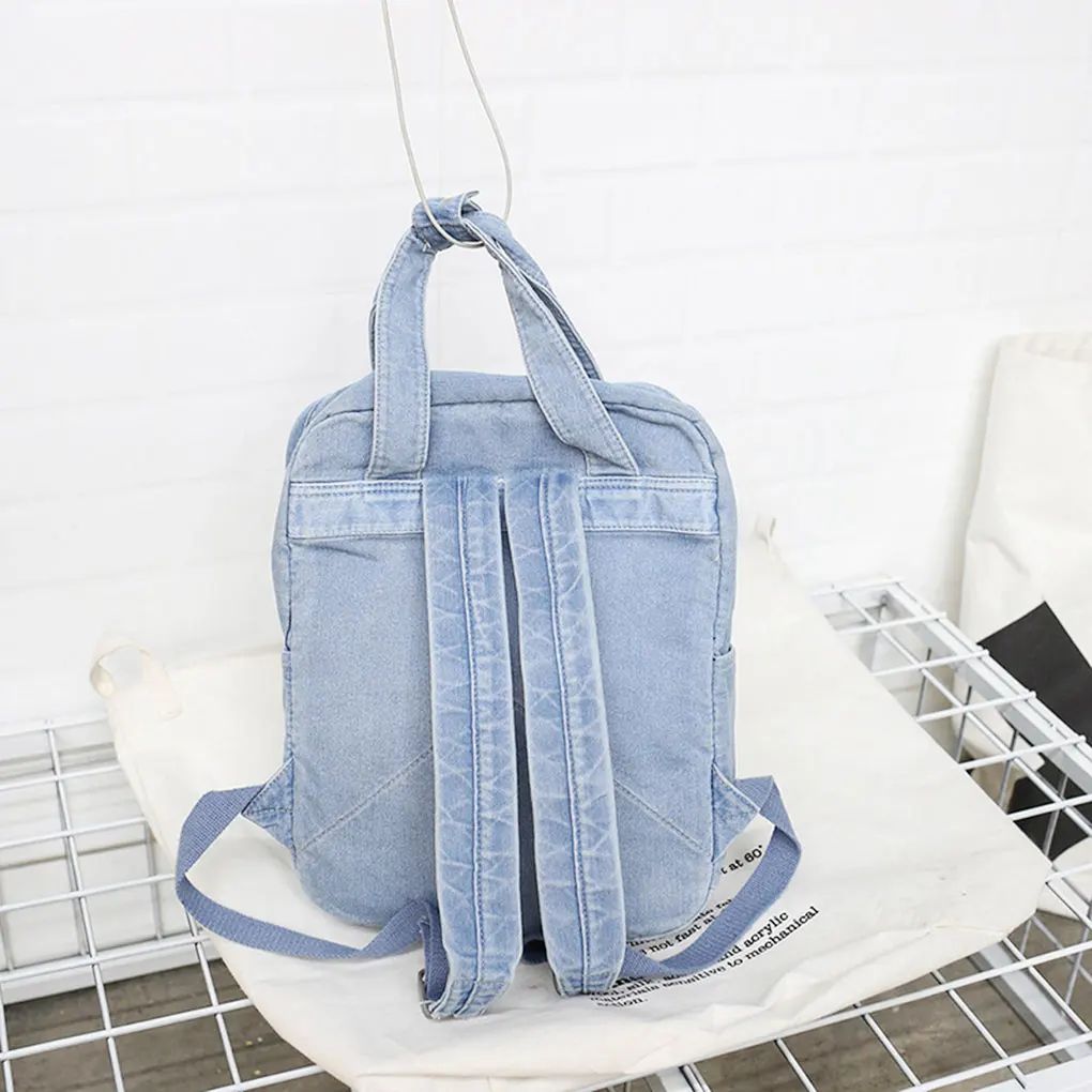 Women Denim School Bag Teenager Backpack Ladies High Capacity Students Travel Shoulder Bag