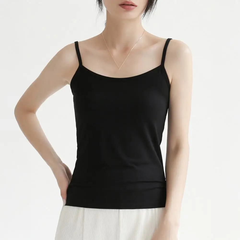 Summer Tank Top Women Sling Sleeveless Shirt Slim Version Tops Solid Color Soft Elastic Vest Women Figure-flattering Bottom Tops