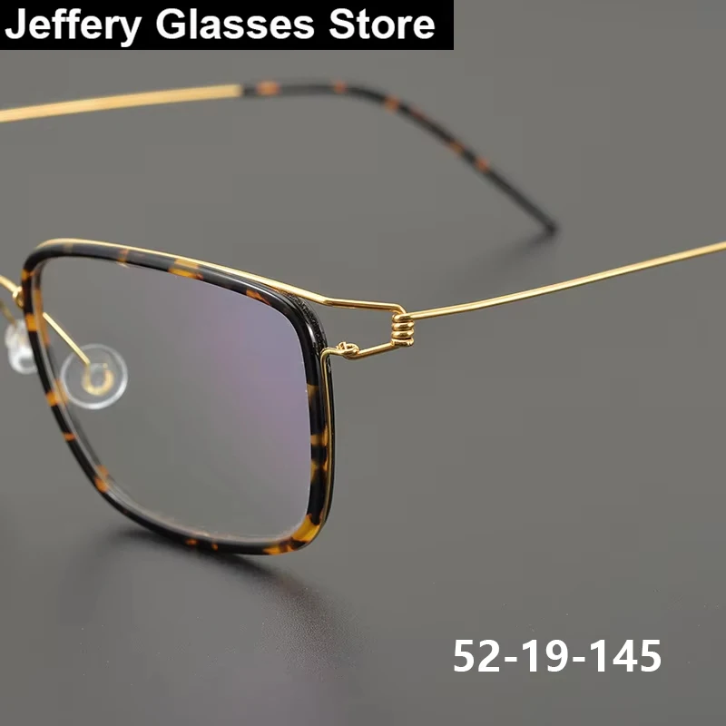 

Men Square Gold Wire Glasses Frame Denmark Screwless Ultra-Light 7g Titanium Acetate Eyeglasses Vintage Thin Rim Eyewear Gafas