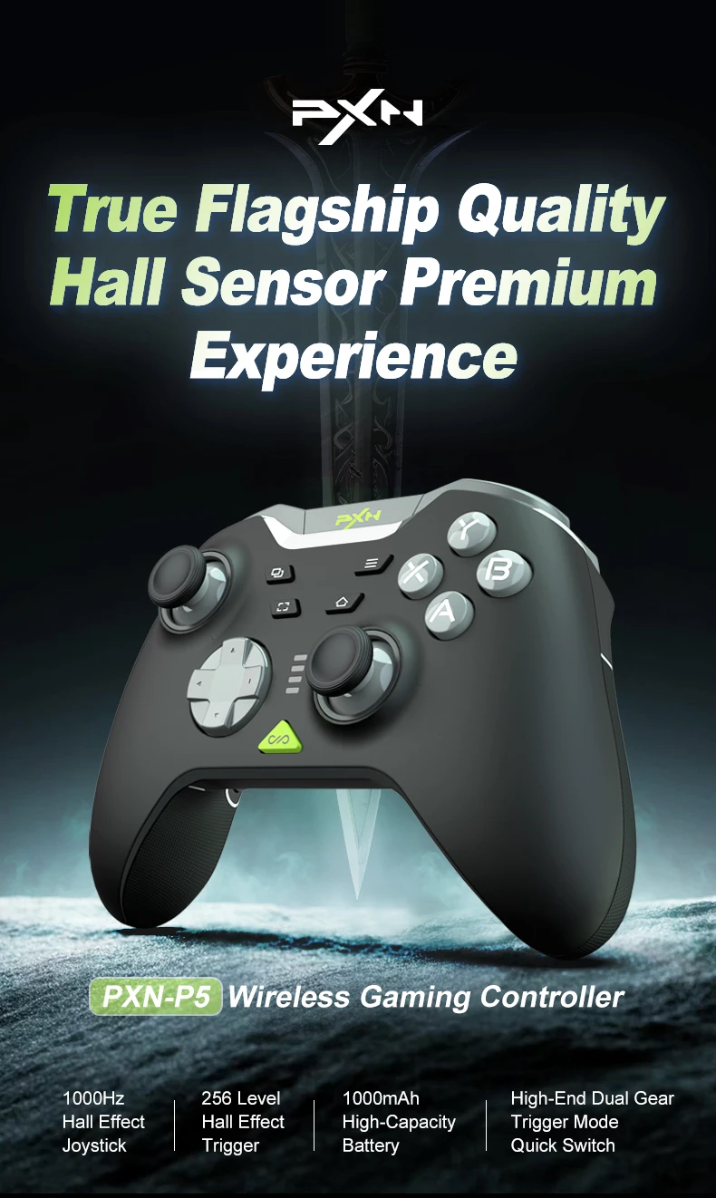 PXN P5 Kabelloser Spielcontroller 1000Hz Hall-Joystick Hall-Trigger, Geeignet für Switch/PC/Android/iOS, Rosa Spielcontroller – Detail 1