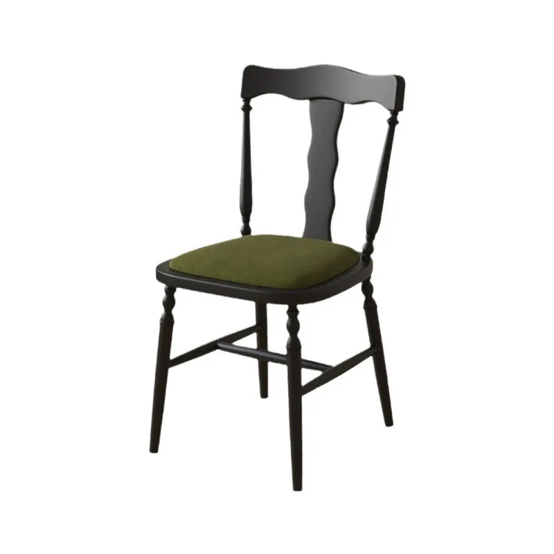 

American medieval solid wood dining chair French retro rattan chair Home simple restaurant Cafe light luxury backrest