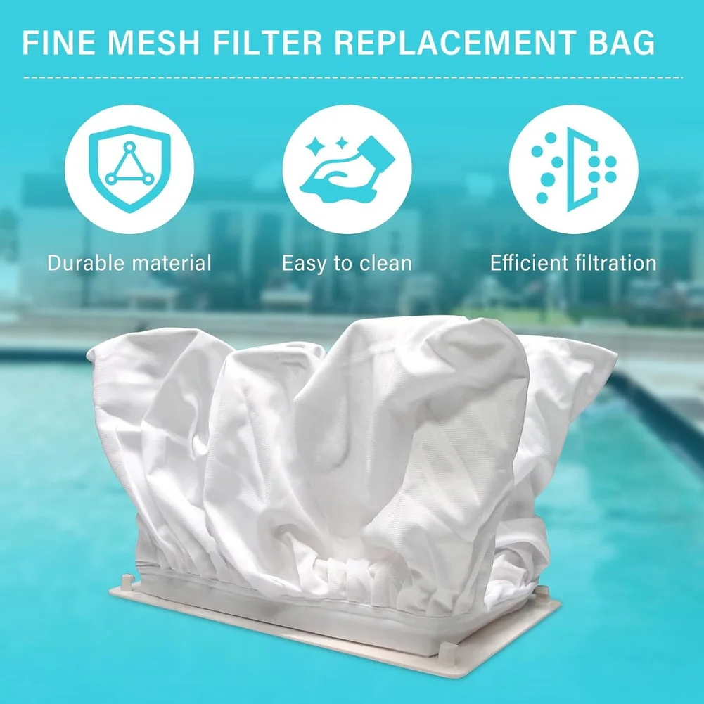 Reusable Fine Filter Bag for Aquabot Pool Cleaner 8111 8101 White Cotton Construction Swimming Pool Filtration Replacement Part