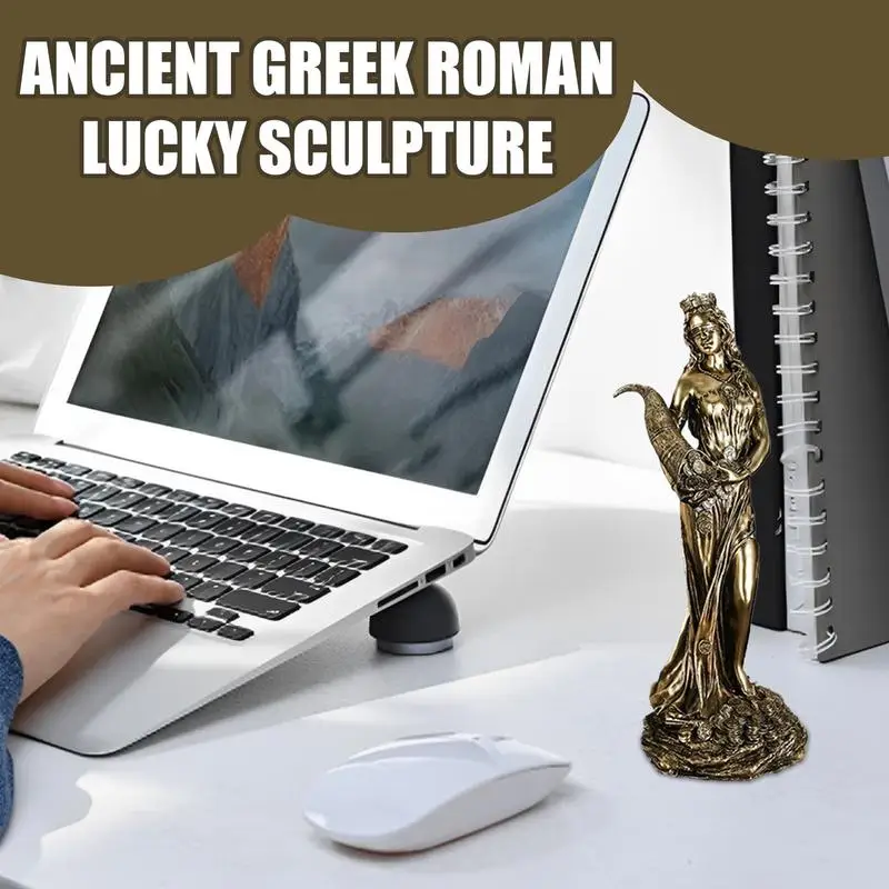 Goddess Fortune Statue Figurine Collectible Luck Lady Greek Resin Statue Good Fortune Sculpture Exquisite Home Interior Ornament
