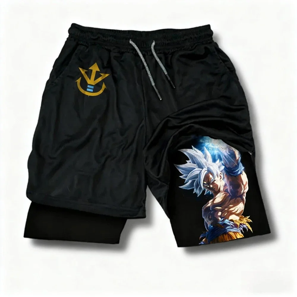 لعبة دراغون بول أنيمي ذات علامة تجارية مشتركة جديدة 2 في 1 السراويل الرياضية الصيف الشارع العصرية اللياقة البدنية السباحة التنزه طبقة مزدوجة السراويل #3