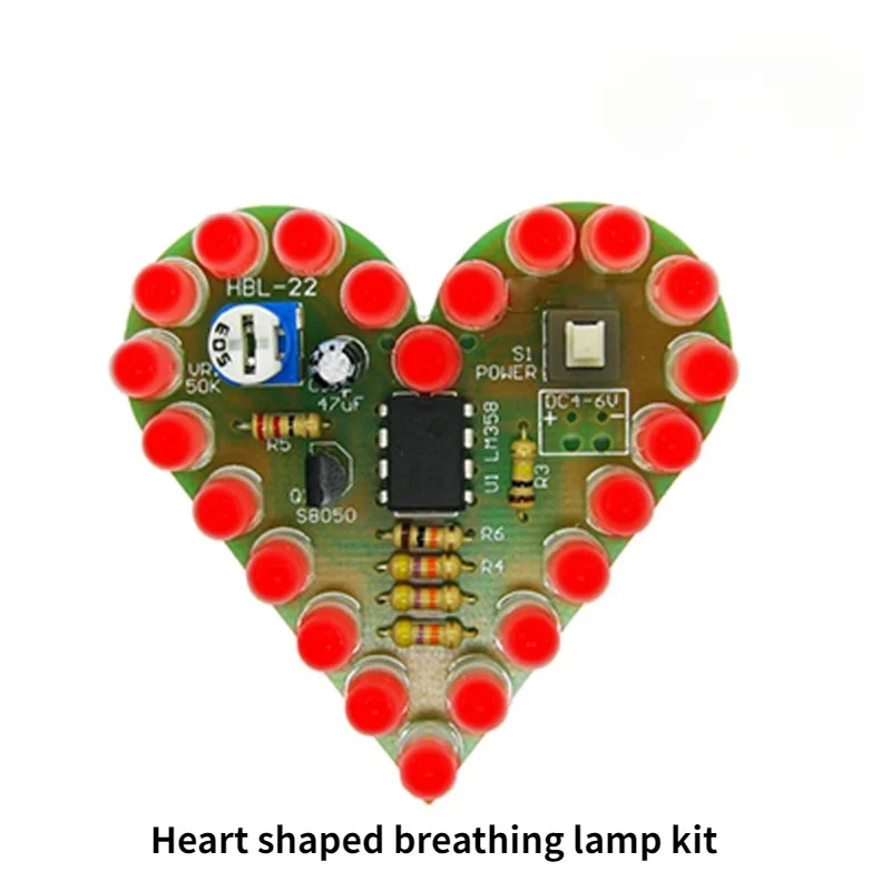 DIY Kit Heart Shape Breathing Lamp Kit Breathing LED Suite Red White Blue Green Electronic Production for Learning Laboratory