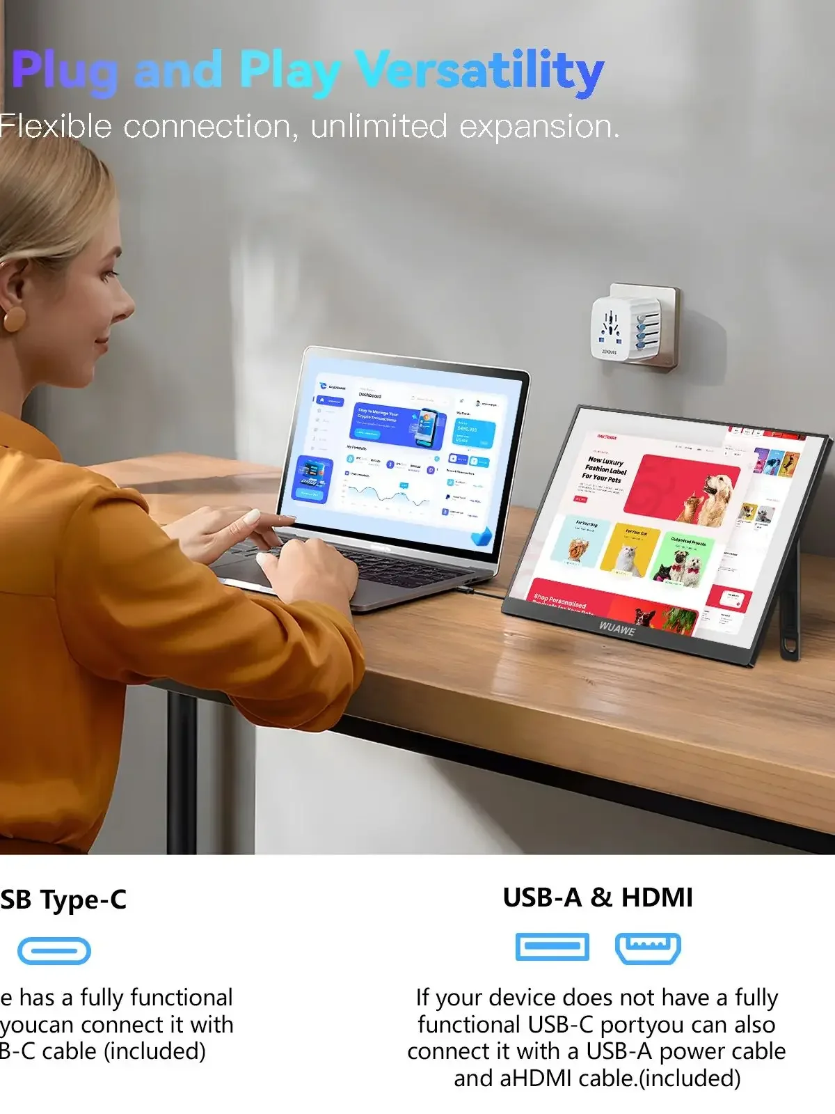 16 "120HZ Gaming Afor Laptop, Layar PC 16 Inci 1200P IPS LCD FHD Layar Komputer Kedua Eksternal untuk Ponsel