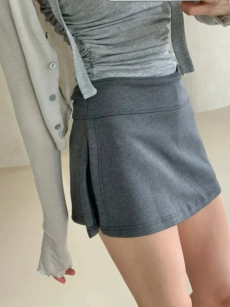 

Spring Faion Versatile Casual Skirt High Waist Slimming A-Line ort Skirt Women Anti-Light Slit Korean Sle Commute