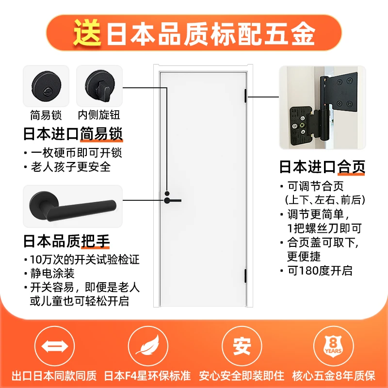 Simple and versatile quality wooden door paint-free set door environmentally friendly bedroom door