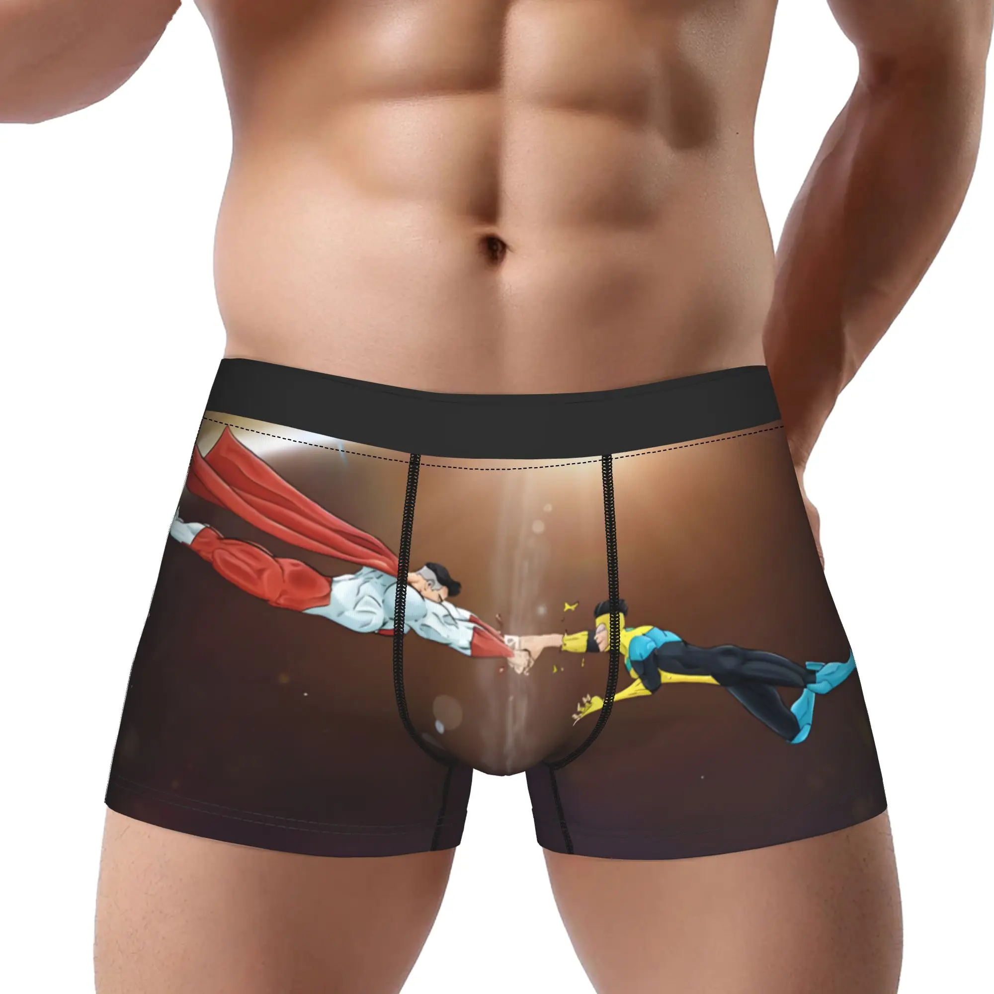 1piece I-Invincible Comic Omni Man & Mark Underpants Breathbale Panties Male Underwear Print Shorts