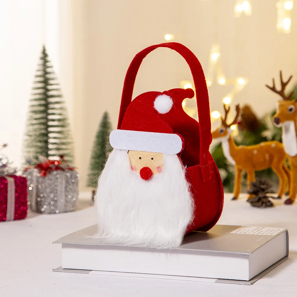 1 قطعة عيد الميلاد الديكور الكرتون حقيبة يد سانتا كلوز شنطة هدايا أبل حقيبة الحلوى شنطة هدايا الديكور #1