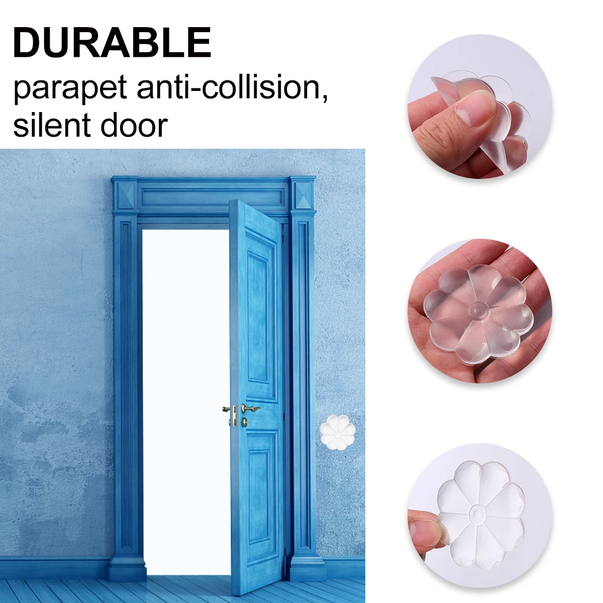 

10 Pcs PU Wall Self adhesive Pads Absorbers Prevent Door Knob Damage Eight Petals Flower Design Soft for Household