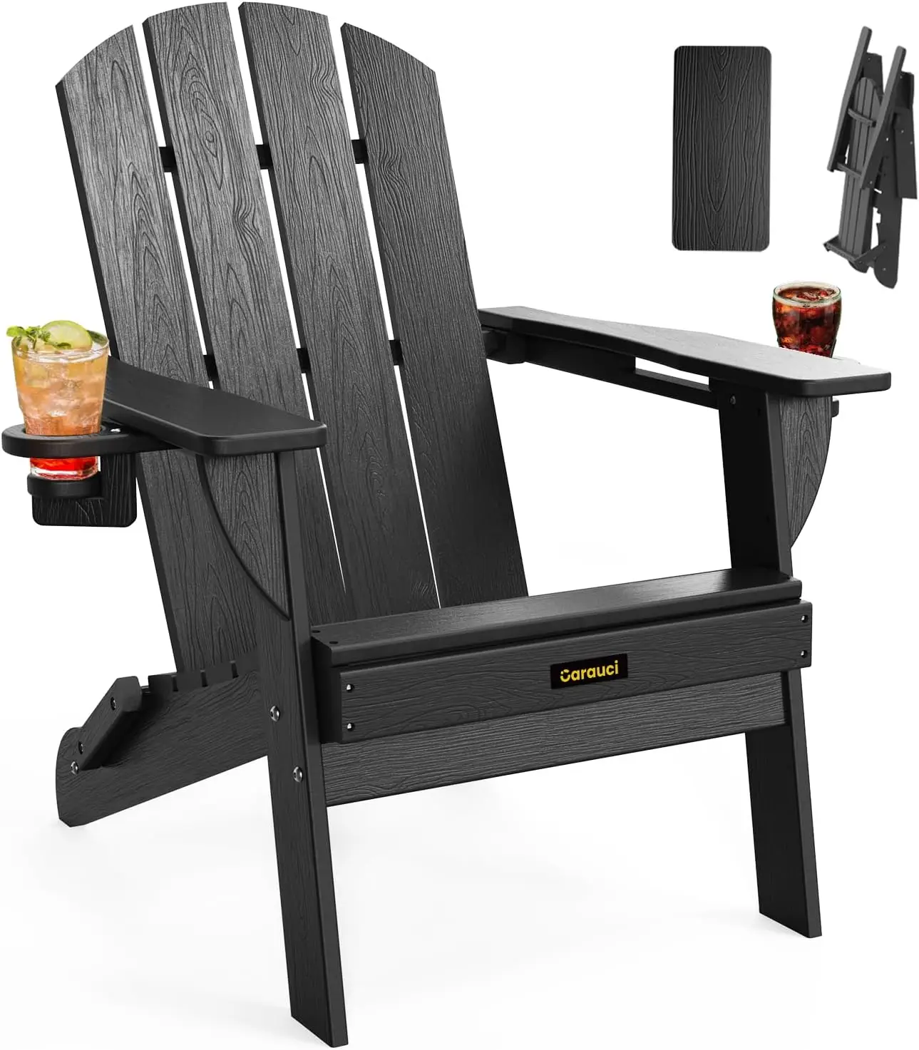 

Складной деревянный стул Адирондак с подстаканниками, устойчивый к атмосферным воздействиям ПЭП для использования на открытом воздухе, в саду и на заднем дворе