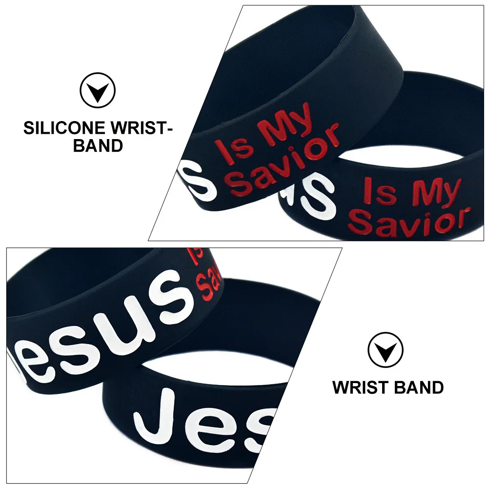 

2Pcs Jesus Savior Printing Silicone Bracelet Wristband Lightweight Skin Friendly Stylish Unisex Wrist Band for Fitness Student