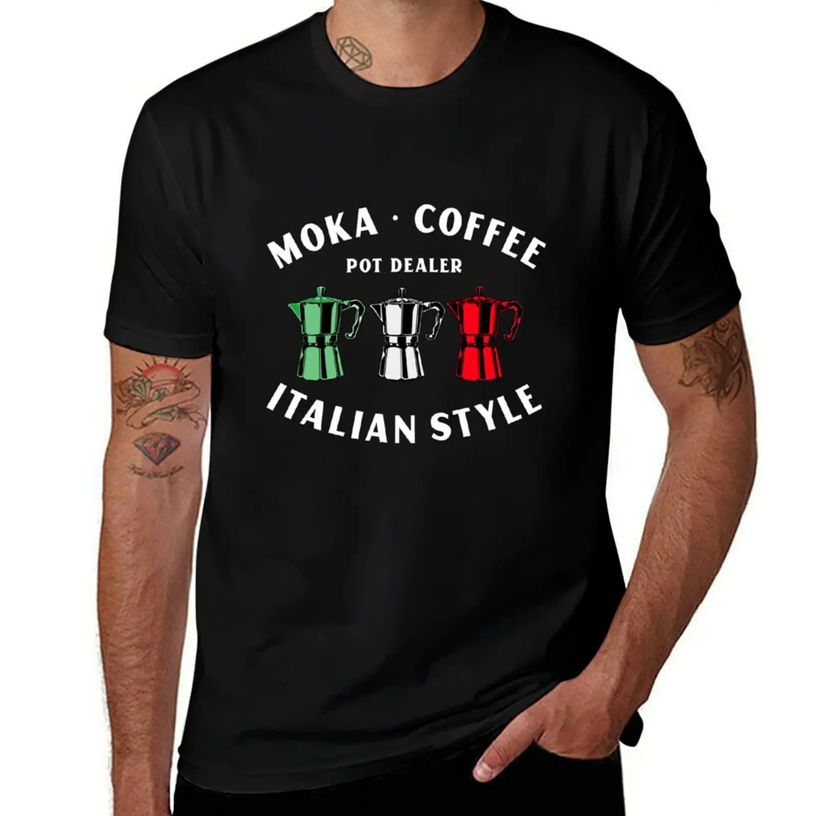 

Moka Italian Style Coffee - Pot Dealer Italian Coffee Pun T-Shirt Big and Tall Gym T-Shirt