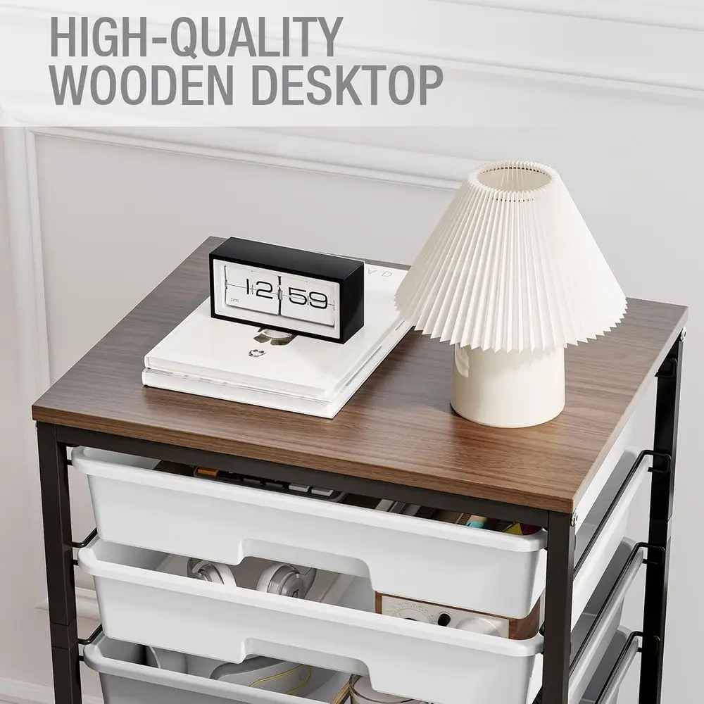 عربة تخزين دوارة ذات 8 أدراج باللون الرمادي مع سطح خشبي - مثالية للمعلمين والمكاتب وغرف الحرف اليدوية #6