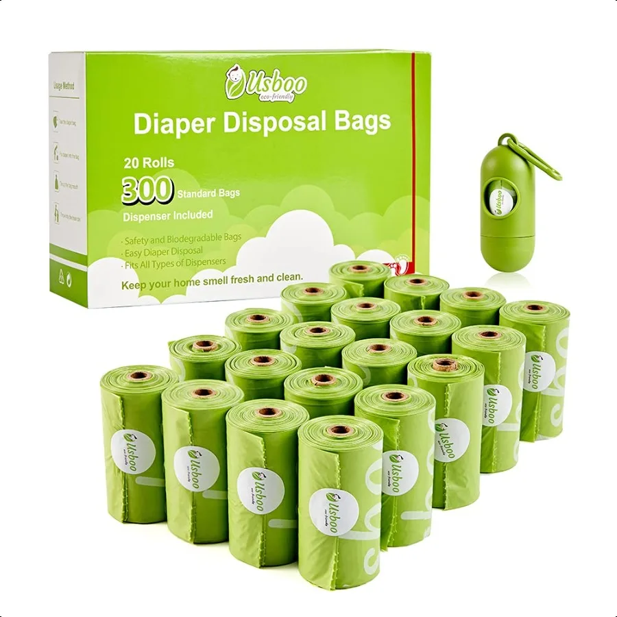 

Diaper Bags for Baby 20 Refill Rolls 300 Bags Waste Bags with Dispenser Convenient and Quick Diaper Disposal Unscented