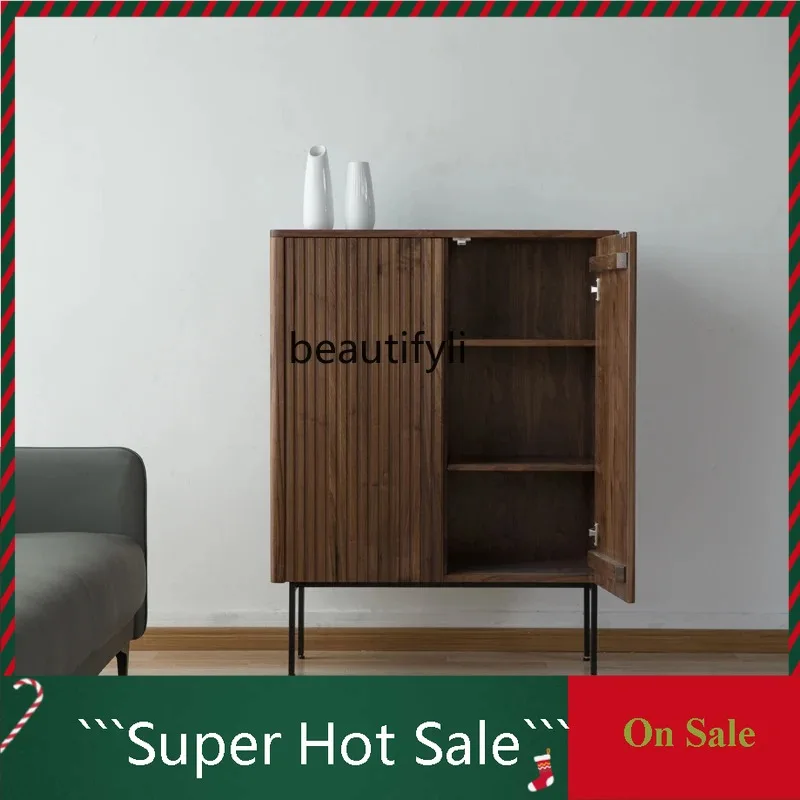 

A163 Решетка из массива дерева черного ореха, сервант с высокими ножками, боковой шкаф в скандинавском стиле, черный шкафчик, входной шкаф