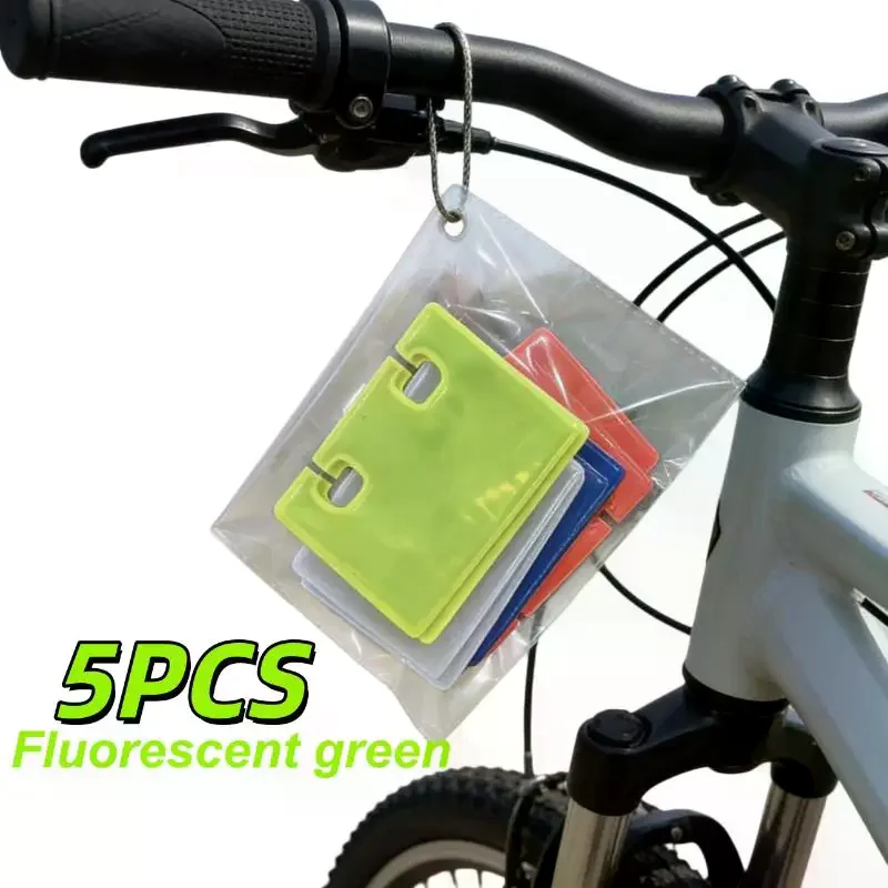 5Pcs Elastic Cycling Reflective Rectangle Sign Visibility Night Riding Safety Warning Rectangle Pendant For Bicycle Seat