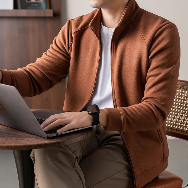 

Мужская деловая короткая повседневная куртка с воротником-стойкой, осень 2024, новая облегающая универсальная однотонная куртка