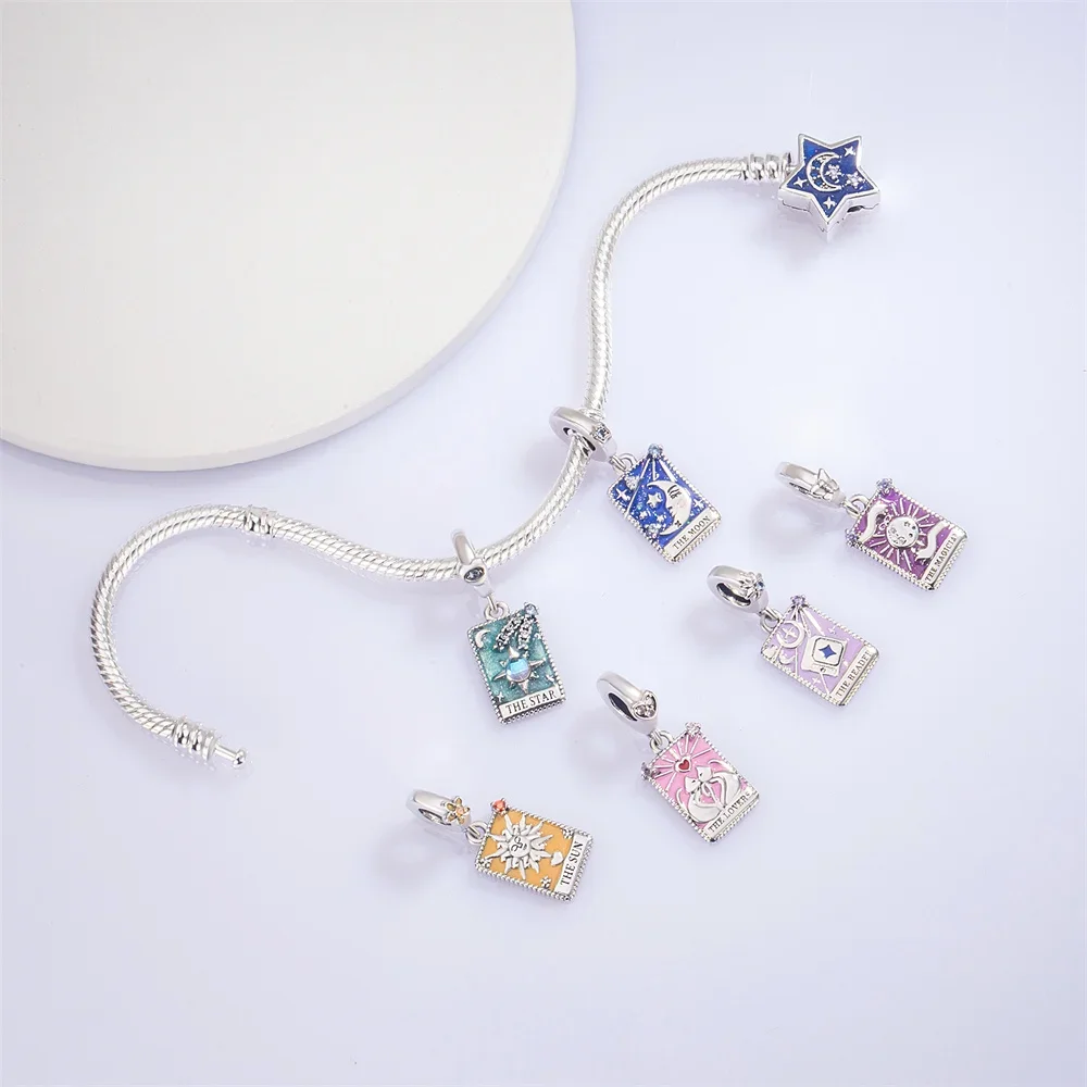 New Tarot Card Series Pendant Sun Moon Star Magic Pendant Charm Fit Original Pan Bracelet DIY Woman Jewelry Exquisite Gift
