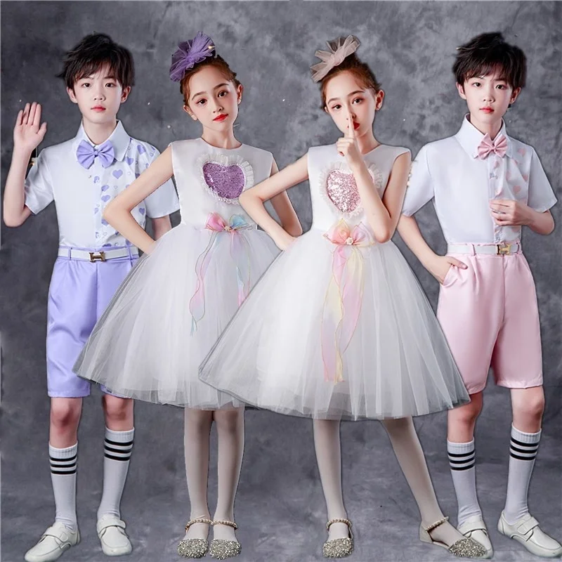 Children's Performance Pengpeng Kindergarten Girls' Dance Yarn Skirt Primary School Students' Chorus costume jazz